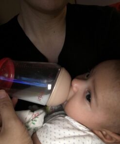 mimijumi Baby Bottle (2 pcs.) Very Hungry 8 oz Bottle with Slow Flow, Lighter Nipple - Medical Grade Silicone Anti-Colic Baby Bottles for Breastfed Babies - Newborns 0-6 Months 8oz (Slow Flow) 46 61o hhgzaLL