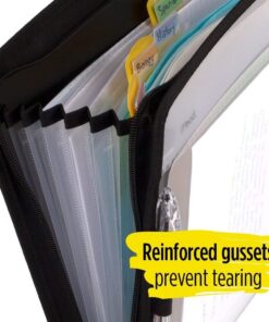 Five Star 7 Pocket Expanding File Organizer, Plastic Expandable File Folders with Customizable Tabs & Clear Cover, Holds 11" x 8-1/2", Zipper Closure, Color Will Vary (35170) *Color Will Vary 10 61o2ueBtSpL