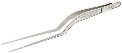 Mercer Culinary 18-8 Stainless Steel Chef Plating Tongs, Offset Tip, 6-1/2 Inch 6-1/2 Inch Offset Tip