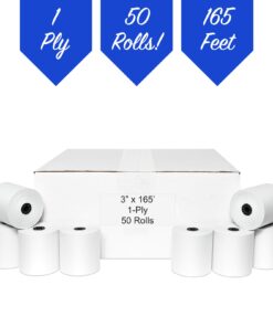 3" x 165' CASH REGISTER ROLLS,1 PLY BOND PRINTER POS PAPER ROLL 50 ROLLS/CASE (Double Solid Core) 9 61o3k8g91yL 1