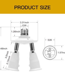 JACKYLED 4 in 1 E26 Light Socket Splitter Adapter Converter for Standard LED Bulbs 360 Degrees Adjustable 180 Degree Bendable Max Watt 240W 27 61o5FH5QuL