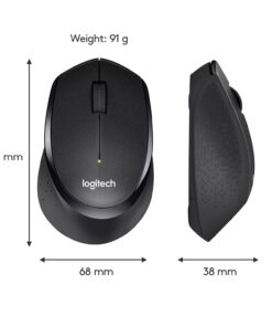 Logitech M330 SILENT PLUS Wireless Mouse, 2.4GHz with USB Nano Receiver, 1000 DPI Optical Tracking, 2-year Battery Life, Compatible with PC, Mac, Laptop, Chromebook - Black 37 61o7UrQjZLL