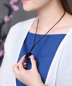 MENGLINA Black Obsidian Hexagram Natural Stone Necklace Translucent Ice Obsidian Wolf Tooth Amulet His and Hers Couples Necklace Lucky Love Pendant Necklace for Men Women Hexagon (Black Rope) 23 61o89woKDWL