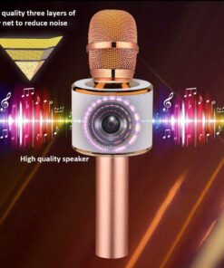 BONAOK Wireless Bluetooth Karaoke Microphone, 3-in-1 Portable Handheld Mic Speaker for All Smartphones,Gifts for Girls Kids Adults All Age Q37(Rose Gold) Rose Gold 32 61o9IbzIqhL