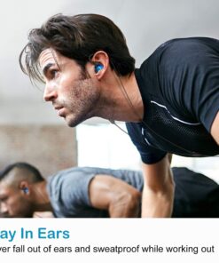Rovking Over The Ear Earbuds for Running, Wrap Around Ear Wired Sports Headphones for Workout Exercise Jogging, Sweatproof in Ear Earphones Ear Buds with Mic for Cell Phones MP3 Laptop, Blue 20 61oF 8LJDRL