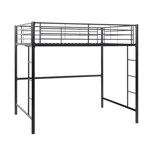 Walker Edison Timothee Urban Industrial Metal Twin over Loft Bunk Bed, Twin Size, Black