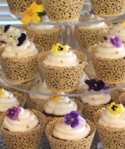 SUYEPER 100pcs Cupcake Wrappers Artistic Bake Cake Paper Cups Little Vine Lace Laser Cut Liner Baking Cup Muffin Case Trays for Wedding Party Birthday Decoration (Gold) Gold 41 61oJTrAc5ML