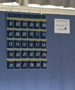 MISSLO Classroom Cell Phone Calculator Holder Numbered 30 Pockets Chart Hanging Wall Door Storage Organizer (Blue) 48 61oOCtilqsL