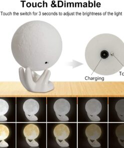 Mydethun Moon Lamp - Home Décor, Mood Lighting with Brightness Control, LED Night Light, Bedroom, Sleep Training Meditation,Birthday Gifts for Kids Women, Ceramic Hand Base, 3.5", White & Yellow 3.5 inch 28 61oOUqpiUtS 1