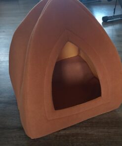 Cat House - Indoor Cat Bed with Removable Foam Cushion - Pet Tent for Kittens, Rabbits, Guinea Pigs, and Other Small Animals by PETMAKER (Brown) Light Brown 41 61oP3UXRgKL