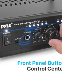 Pyle Home Home Audio Power Amplifier System with Bluetooth - 2X120W Mini Dual Channel Mixer Sound Stereo Receiver Box w/ RCA, AUX, Mic Input - For Amplified Speakers, PA, Theater, Studio Use -PTA4 23 61oQxHKl VL