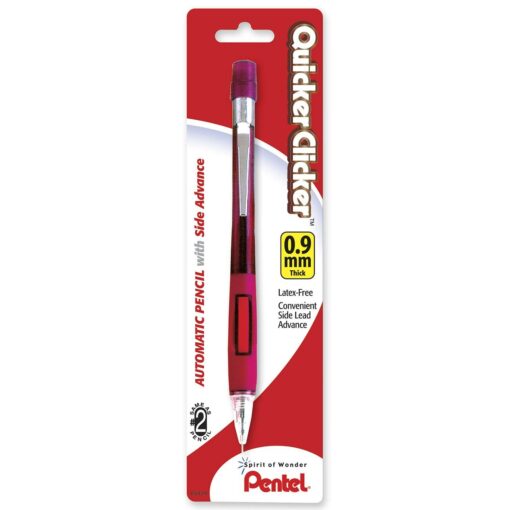 Pentel Quicker Clicker Automatic Pencil, 0.9mm, Transparent Burgundy Barrel, 1 Pack (PD349BP-K6)