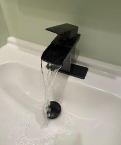 BWE Oil Rubbed Bronze Bathroom Faucet Modern Waterfall for Sink 1 Hole or 3 Hole Rustic Bath Vanity Faucets Single Handle Mixer Tap with Supply Lines 48 61oSyXTvZL