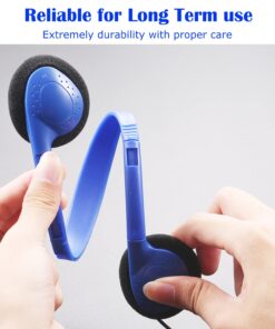 Hongzan Wholesale Bulk Headphones 25 Pack for School Classroom Lightweight On-Ear Wired Headsets with 3.5mm Plug Class Set for Kids Students Children and Adult(Blue) Blue 10 61oTjJPp rL