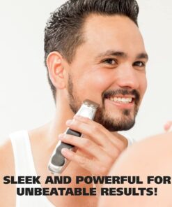 WAHL Groomsman Battery Operated Facial Hair Trimmer for Beard & Mustache Trimming Including Light Detailing and Body Grooming – Model 9906-717V Silver 14 61oVz3xogL