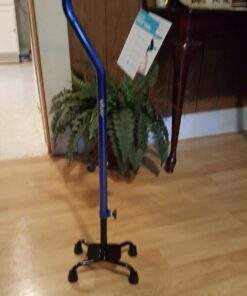 Vive Quad Cane - Walking Stick for Men and Women - Lightweight Adjustable Staff - Comfortable Right and Left Hand Grip for Stability Support - Four Prong Sturdy Aluminum Travel Aid - 4 Tip Blue 23 61oWSf3QfQL