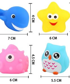 Bath Toys, 8 Pcs Light Up Floating Rubber Animal Toys Set, Flashing Color Changing Light in Water, Baby Infants Kids Toddler Child Preschool Bathtub Bathroom Shower Games Swimming Pool Party 24 61oWl9u9qmL