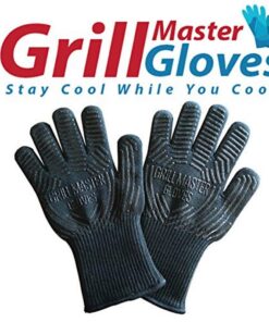 Grill Glove Set of 2 - Grill Gloves Heat Resistant Extreme BBQ Gloves Oven Gloves Rated to 932f - Ideal Grilling Gloves by Grill Master (Black) 13 61oZFaD1KxL
