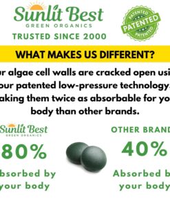Sunlit Best USDA Organic Premium Chlorella Tablets 1000 Tabs | 100% Pure Chlorella Superfood Supplement High in Protein, Chlorophyll, Vitamins, & Minerals | Supports Good Health, Wellbeing 1000 Count (Pack of 1) 15 61oZMDXWC8L