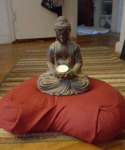 Seat Of Your Soul Crescent Meditation Cushion –10 Colors Half-Moon Yoga Pillow; Organic Cotton Zafu Cover & Zipper Liner to Adjust USA Buckwheat Hulls; Floor Pouf for Sitting Kids, Men or Women Burgundy Red 19 61oa8jtFJzL