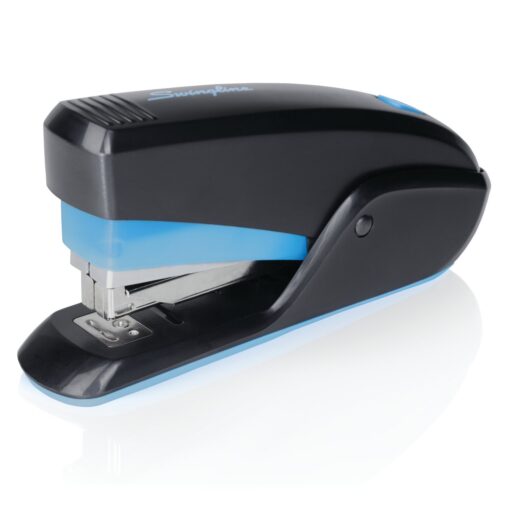 Swingline Stapler, Quick Touch Reduced Effort Stapling, Compact, 15 Sheets, Black/Blue (S7064564)