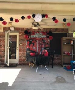 Amscan Action Packed Ninja Scene Setters Wall Decorating Kit, Red/Black, 59" x 65" 10 61ob2UWe7CL