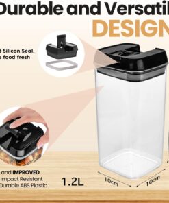 Shazo Airtight Food Storage Container (Set of 6) - BONUS Measuring Cup - Labels & Marker - Durable Plastic - BPA Free - Clear with Improved Lids (Black) - Air Tight Snacks Pantry & Kitchen Canisters Black 26 61obtpNe 6L