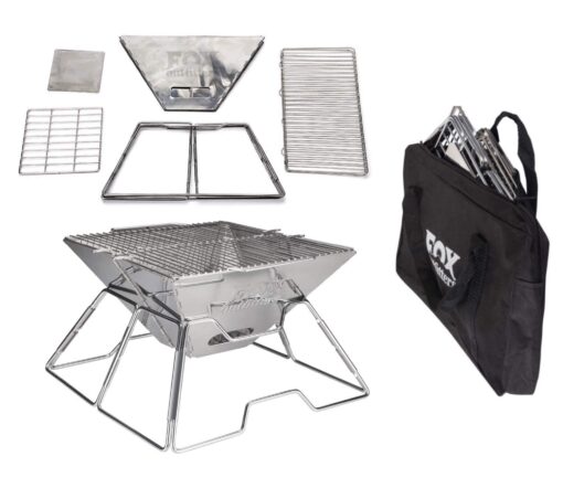 Quick Grill Medium: Original Folding Charcoal BBQ Grill Made from Stainless Steel/Carrying Bag for Backpacking Included /