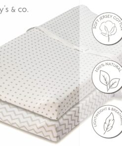 Changing Pad Cover 2 Pack - Baby Changing Pad Cover with 100% Jersey Cotton - Changing Pad Covers for Girls and Boys, Newborn Essentials (Grey Chevron and Polka Dots) Grey 12 61odzkarWMS