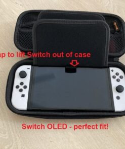 Deruitu Switch Carrying Case Compatible with Nintendo Switch/Switch OLED - Fit AC Charger Adapter - with 20 Game Cartridges Hard Shell Travel Switch Pouch for Console & Accessories Black 44 61og4ws tDL