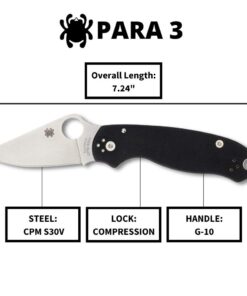 Spyderco Para 3 Signature Folding Utility Pocket Knife with 2.95" Stainless Steel Blade and G-10 Handle - Everyday Carry - PlainEdge - C223GP 31 61ohHdzwhKL