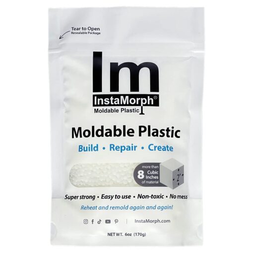 InstaMorph | Thermoplastic Beads, Meltable Polymorph Pellets | Lightweight Modeling Compound for DIY Crafts, Sculpting, Cosplay Accessories | Temporarily Repair | Six Ounce White