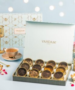 VAHDAM, New Year Tea Gifts 2024 - Assorted 12 Loose Leaf Teas | Premium Tea Gift Set - Gluten Free, 100% Natural Ingredients | Gifts For Women & Men BLOOM (12 Tin Caddy) 14 61orRFjrL