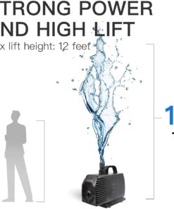 Simple Deluxe 1056GPH 276W Submersible Pump With 15' Cord, Water Pump For Fish Tank, Hydroponics, Aquaponics, Fountains, Ponds, Statuary, Aquariums & Inline 1056 GPH 19 61oto20MVaS