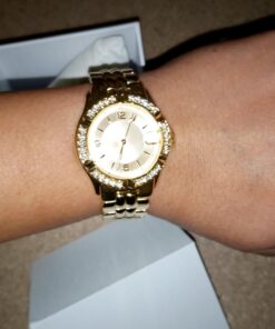 GUESS Bracelet Watch with Date Feature Gold Tone/Champagne/Gold Tone 29 61ouf129l0L