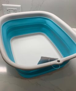 SAMMART 9.45L (2.5 Gallon) Collapsible Tub - Foldable Dish Tub - Portable Washing Basin - Space Saving Plastic Washtub (Bright Blue, M) Bright Blue Medium 18 61owO0ujUL