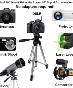 Alternative view of Acuvar 50" Smartphone/Camera Tripod Fits All Smartphones iPhone 12 Max, 11 Pro Max, 11 Pro, 11, Xs, Max, Xr, X 8, 8+, 7, 7 Plus, Android Note 10 (Universal Mount + Remote) Universal Mount + Remote