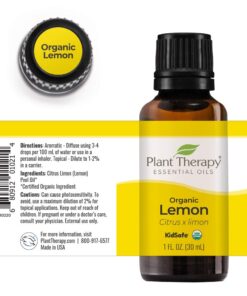 Plant Therapy Organic Lemon Essential Oil 100% Pure, USDA Certified Organic, Undiluted, Natural Aromatherapy, Therapeutic Grade 30 mL (1 oz) 1 Fl Oz (Pack of 1) 12 61p 4sqXD L