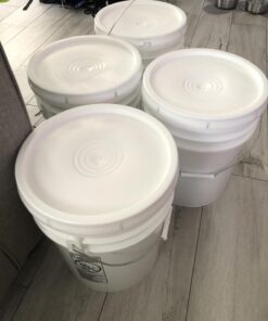 5 Gallon White Bucket & Lid - Durable 90 Mil All Purpose Pail - Food Grade - BPA Free Plasti (5 Gal. w/Lids - 6pk) 6 25 61p 7qVbL