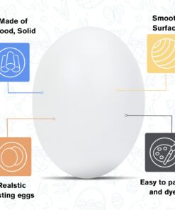 SallyFashion 7 Pcs Wooden Fake Eggs, 3 Colors Wooden Easter Egg Wood Eggs for Crafts Fake Chicken Eggs Nesting Eggs Easter Home Decor 24 61p Oq1grjL