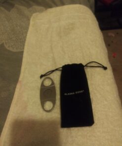 Alaska Bear® Cigar Cutter Stainless Steel Guillotine Double Cut Blade in Black Gift Pouch 48 61p0R4IUQNL