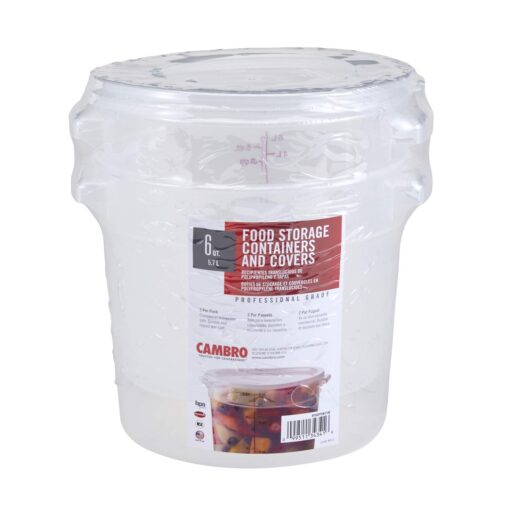 Cambro RFS6PPSW2190 6-Quart Round Food-Storage Container with Lid, Set of 2 6 Quart