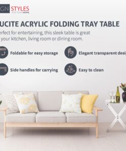 Designstyles Acrylic Folding Tray Table – Modern Chic Accent Desk - Kitchen and Bar Serving Table - Elegant Clear Design 21 61p3uJmZ20L