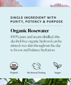 Sky Organics Organic Rosewater Facial Mist for Face, 100% Pure & Steam-Distilled USDA Certified to Hydrate, Balance & Refresh, 4 fl. Oz 30 61p41S5gHrL 1