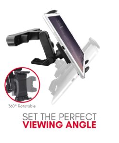 Macally Car Headrest Tablet Holder, Adjustable iPad Car Mount for Kids in Backseat, Compatible with Devices Such as iPad Pro Air Mini, Galaxy Tabs, And 7" to 10" Tablets and Cell Phones - Black 37 61pAYaWnqAL