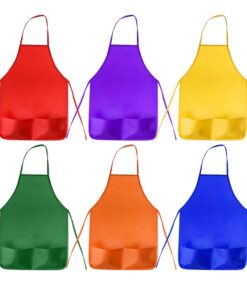 Alternative view of KUUQA 12 Pack 6 Color Kids Aprons Children Painting Aprons Kids Art Smocks with 2 Roomy pockets for Kitchen and Classroom (brushes not included)