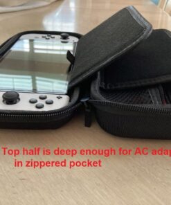 Deruitu Switch Carrying Case Compatible with Nintendo Switch/Switch OLED - Fit AC Charger Adapter - with 20 Game Cartridges Hard Shell Travel Switch Pouch for Console & Accessories Black 45 61pHwGW18lL