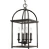 Progress Lighting Piedmont Collection Four-Light Cage Entry Light, Antique Bronze 13-3/8-Inch Width x 20-3/8-Inch Height