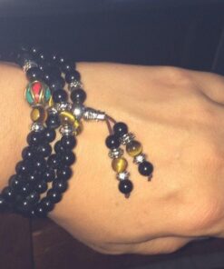 COAI Black Obsidian Stone Bracelet Necklace Mala Beads 108 Tiger Eye 35 61pIhhVD dL