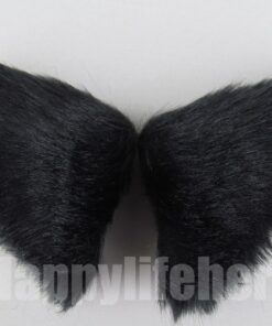Happylifehere Long Fur Cat Ears and Cat Tail Set Halloween Party Kitty Cosplay Costume Kits (Black) Black 15 61pOCAyMnZL